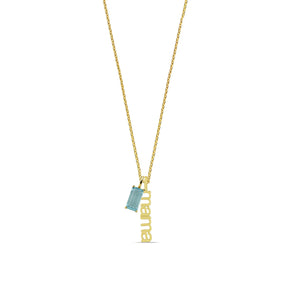 Dainty December birthstone mama necklace with blue topaz charm gold jewelry for women