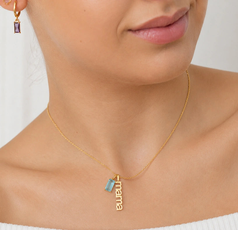 December blue topaz mama birthstone necklace personalized blue crystal gift for mom