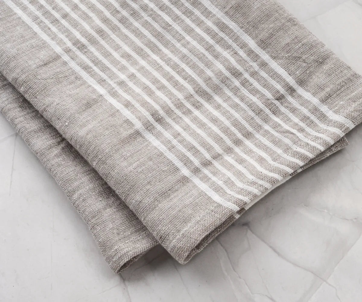 Decorative linen tea towels for table settings and buffet displays 