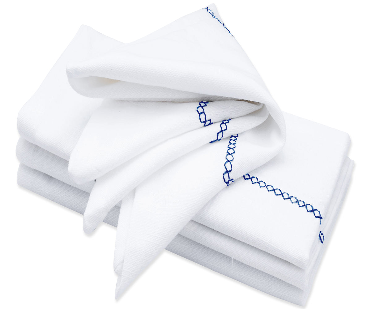 Embroidery napkins are typically made of 100% cotton fabric