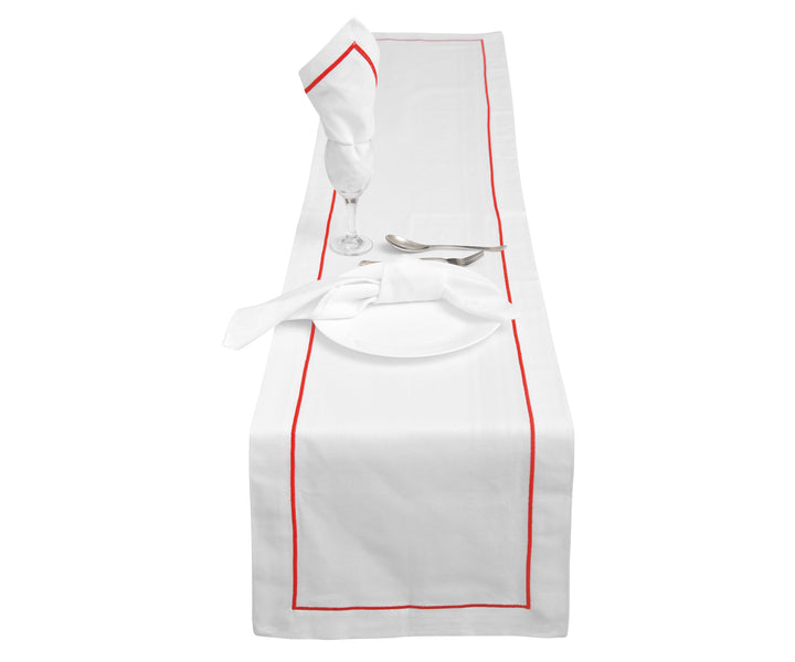 Soft and durable cotton table runner perfect for weddings.