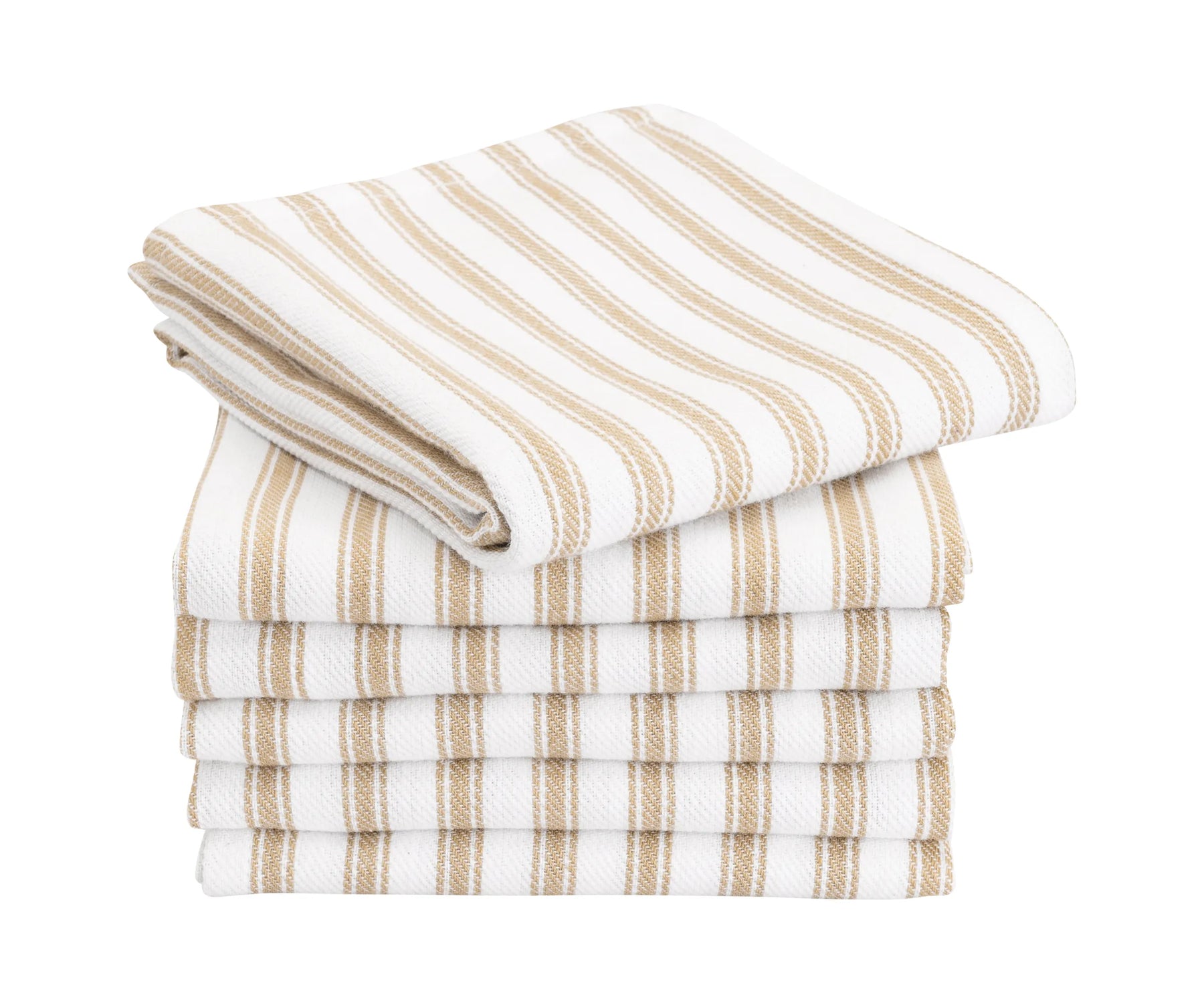 Soft 100% cotton tea towels in beige and white for everyday kitchen use