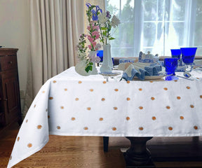 White TableCloth - Metallic Printed