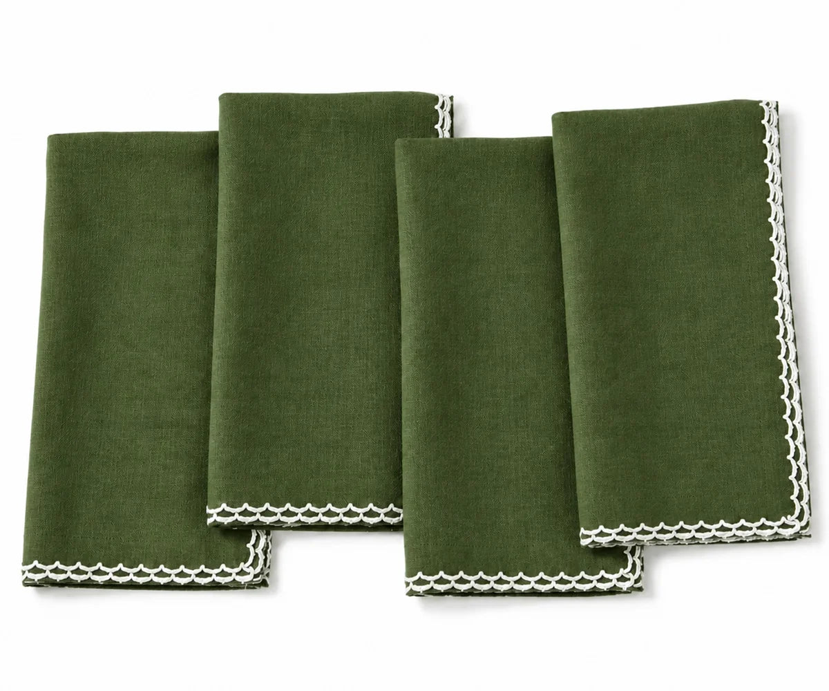Olive green cotton napkins, decorative cloth dinner napkins for everyday dining, entertaining, restaurants, and events