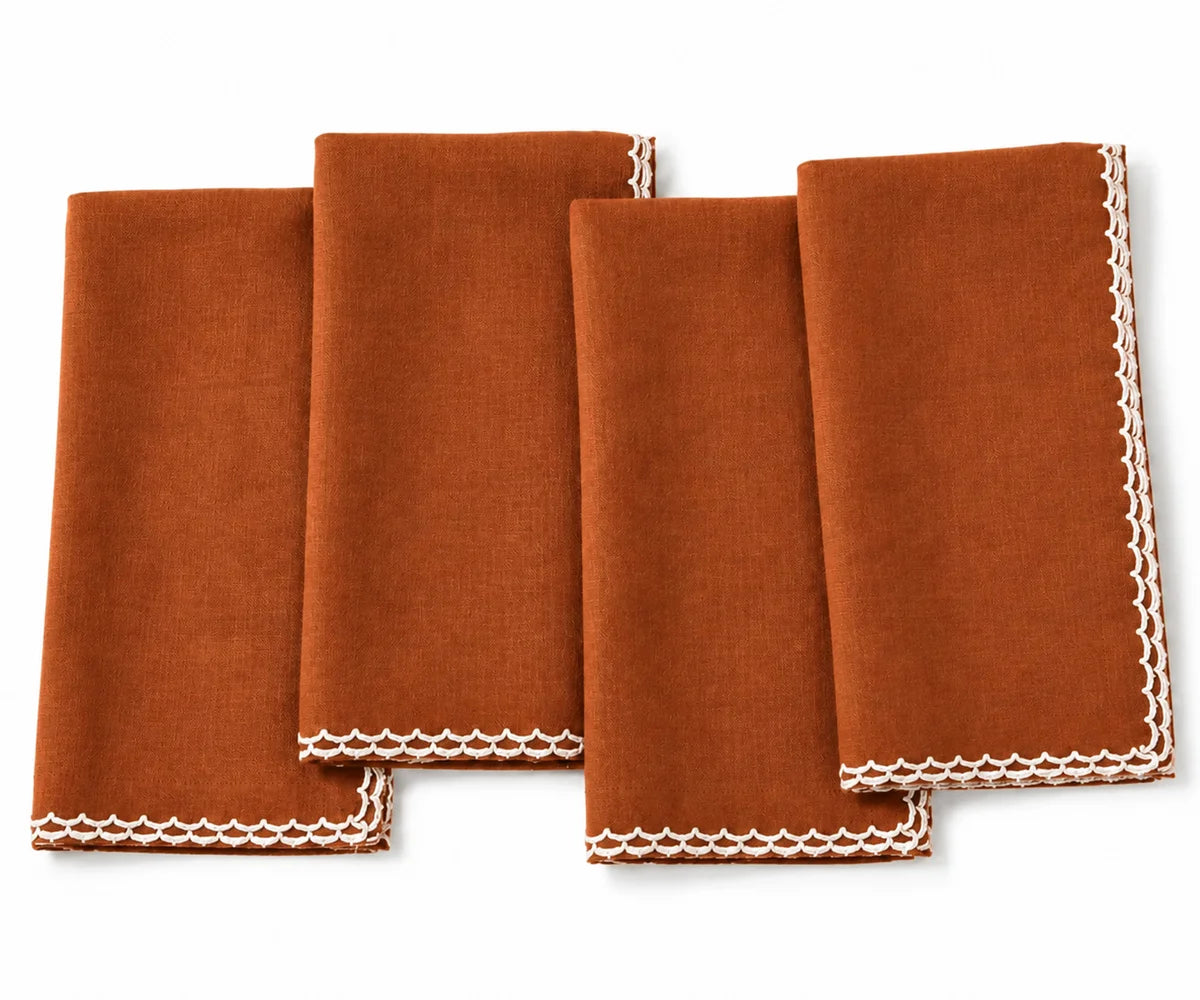 Rust cotton dinner napkins, reusable cloth table napkins for dining tables, dinner parties, weddings, and special occasions
