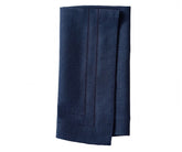 Blue cloth napkins with double hemstitch border, washable cotton napkins for wedding receptions, Thanksgiving tables, and modern dining decor