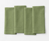 Willow Green linen napkins made from 100% linen with double hemstitch detailing, reusable cloth dinner napkins for farmhouse and everyday dining.