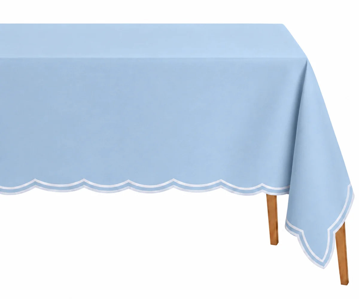 Embroidered light blue tablecloth for rectangular dining tables, weddings, parties, and holidays