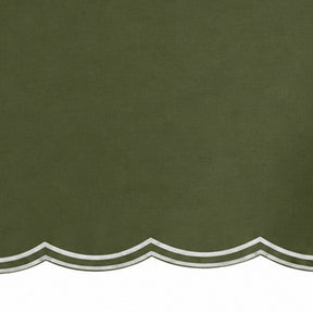 Olive green scalloped round tablecloth, 100% cotton table cover for everyday meals