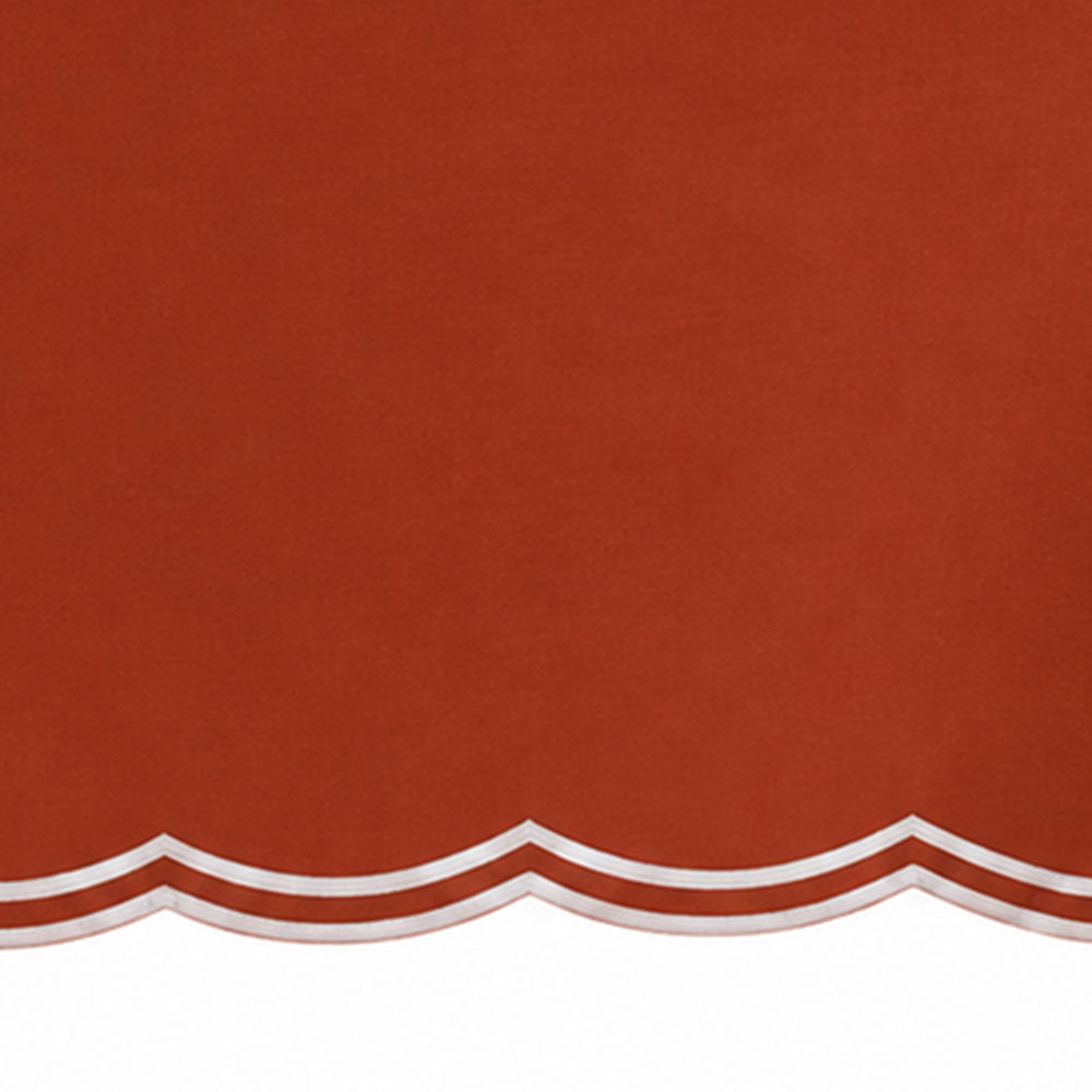 Rust scalloped round tablecloth, solid cotton table cover for farmhouse dining, brunches, holiday gatherings, and everyday meals