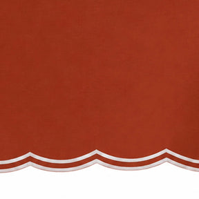 Rust rectangle cotton tablecloth with white scalloped embroidered edges