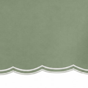 Sage green scalloped round tablecloth, 100% cotton table cover for everyday dining, holiday gatherings, parties, and wedding tables