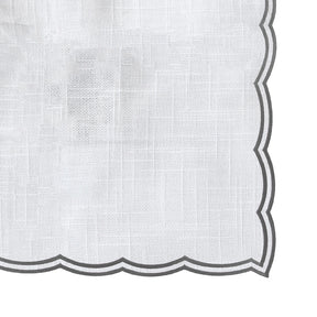 Washable grey cotton placemats with delicate embroidery, set of four rectangular placemats