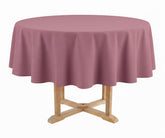 Round table with a mauve durable cotton roung tablecloth 