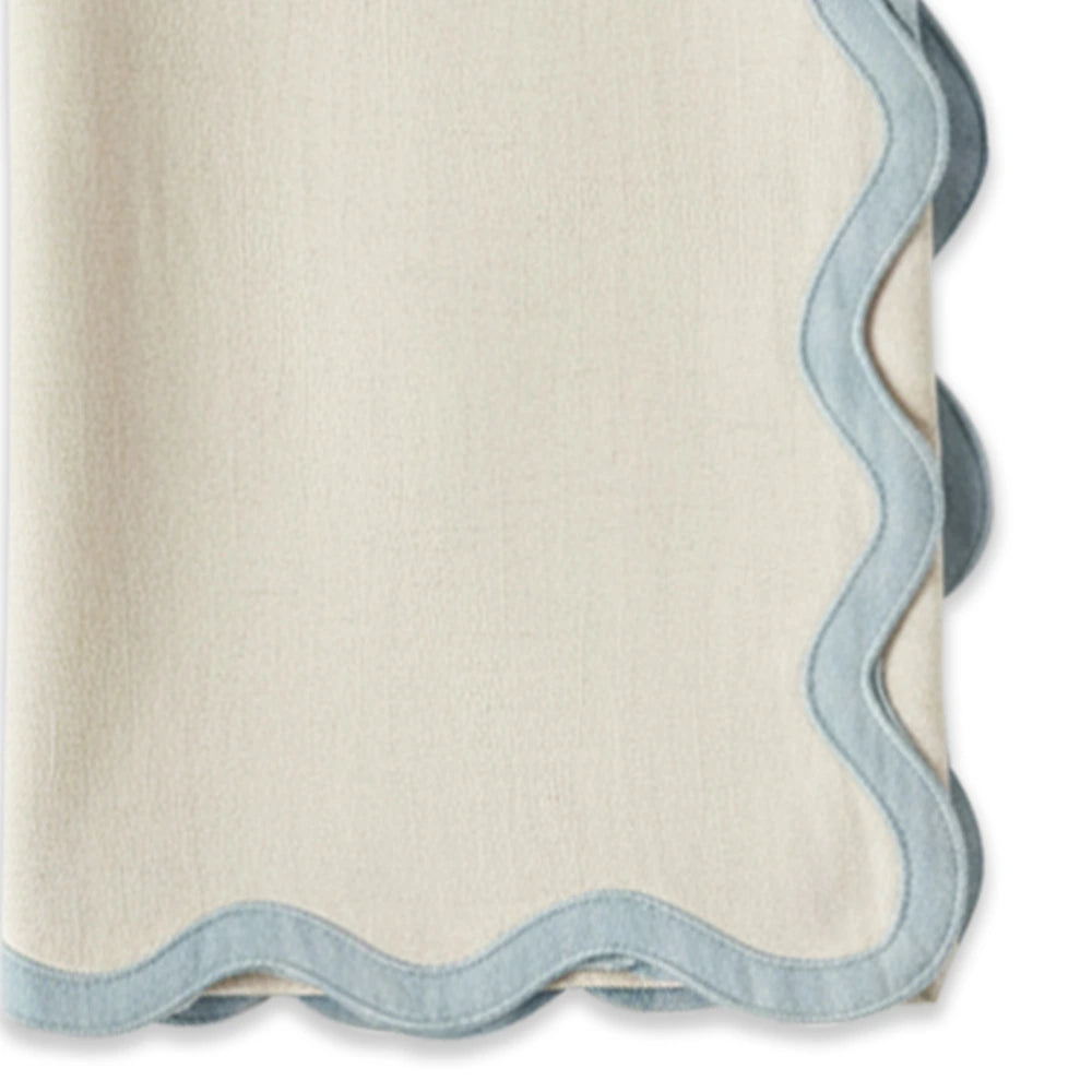 European linen cloth napkin with elegant scallop trim for home décor