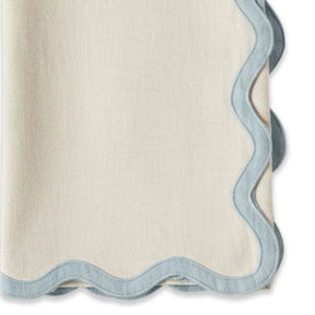 European linen cloth napkin with elegant scallop trim for home décor