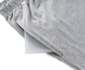 Men's grey cotton shorts with a soft, breathable texture and relaxed fit for everyday wear