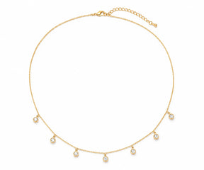 Delicate gold station necklace with sparkling cubic zirconia stones
Dainty necklace for women, everyday wear and layering
