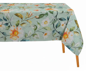 modern spring linen tablecloth rectangle abstract botanical leaves sage green linen table cover for dining table