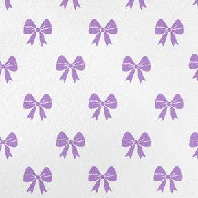 Purple bow pattern cotton bed sheet fabric, repeating bow print