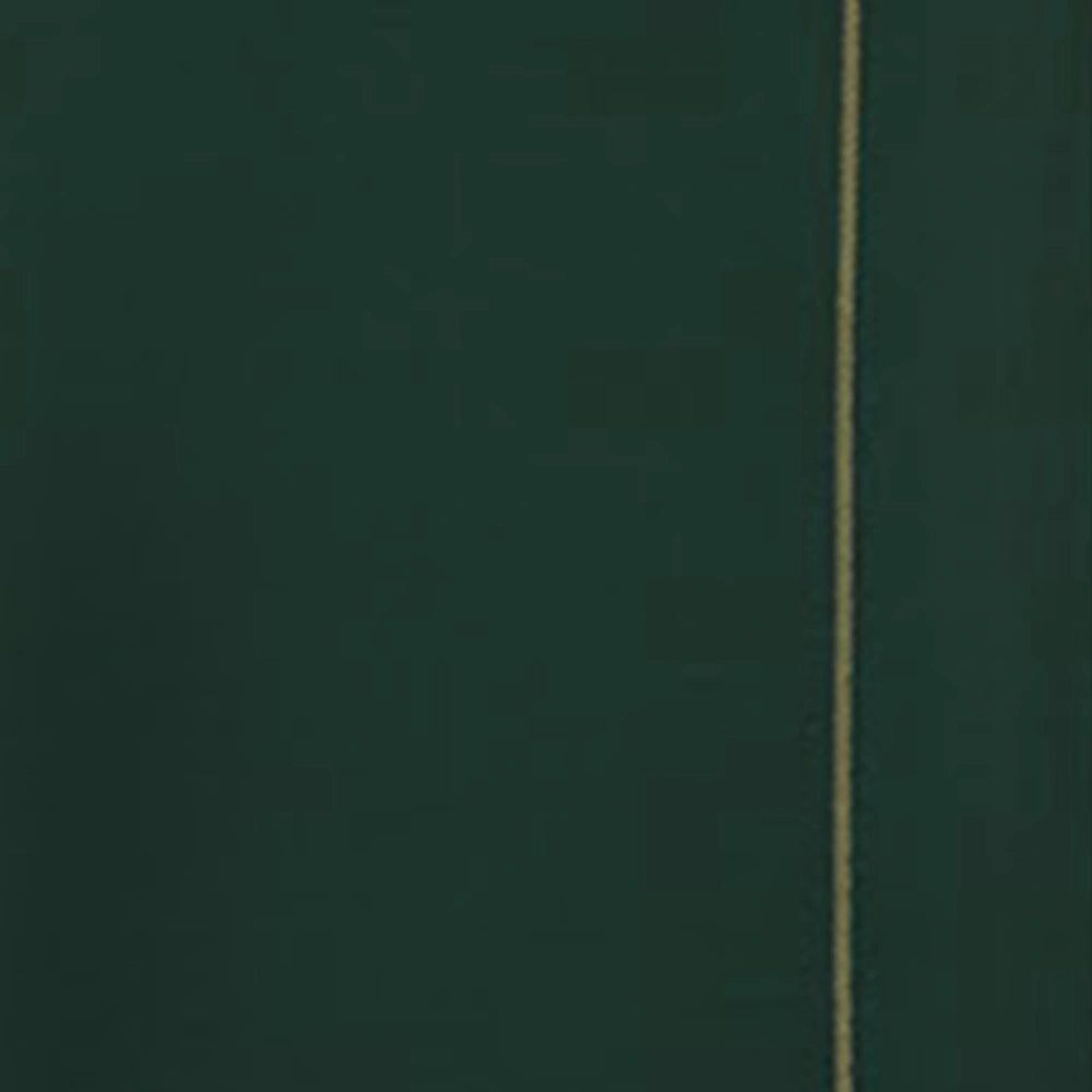 Deep green cotton napkin displayed flat with minimalist embroidered edge, timeless dining table accessory