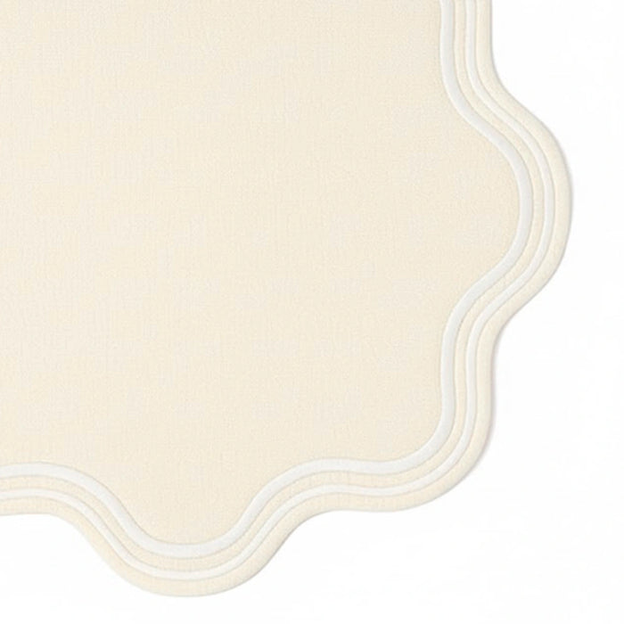 Cream ivory scalloped placemat – round table mat perfect for weddings, dinner parties, and farmhouse décor.