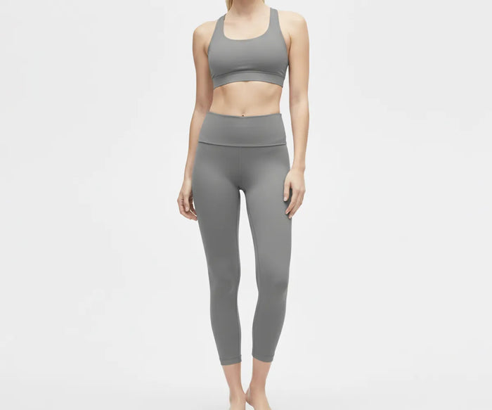 Breathable grey yoga leggings for women soft stretch cotton activewear