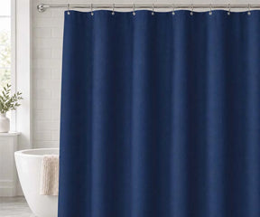 Navy blue cotton shower curtain for bathroom, 100% cotton fabric shower curtain for modern and coastal décor