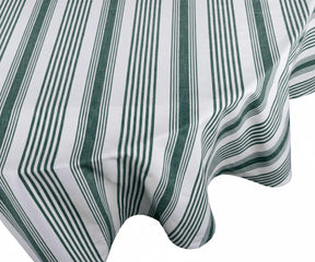 Fresh green and white striped tablecloth made from 100% natural cotton