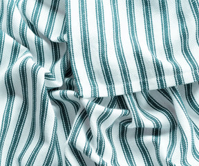 Coastal green and white cotton dining table cover