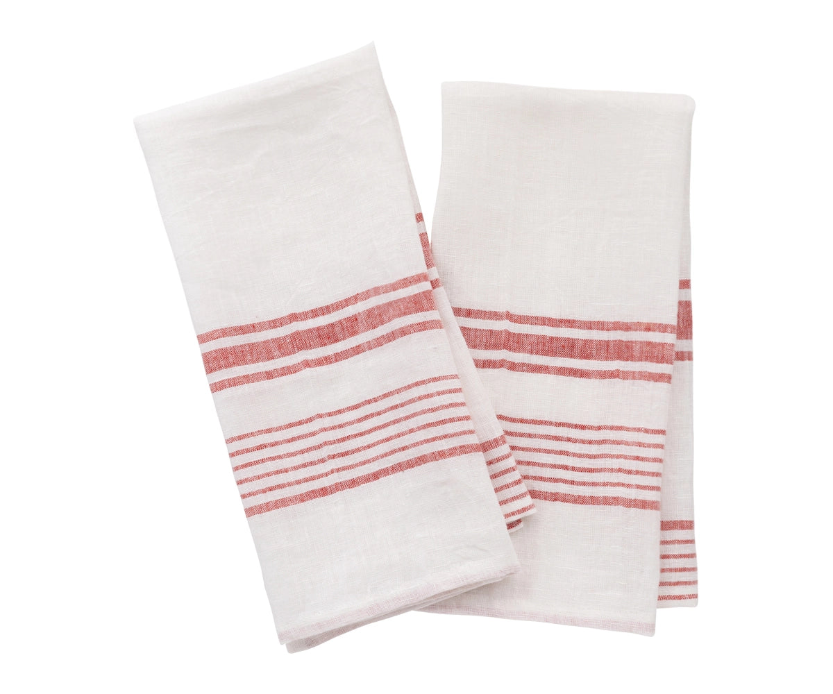 Striped linen kitchen towels for festive occasions and celebrations