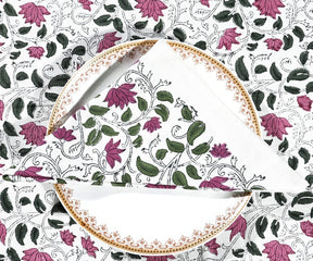 Set of elegant cotton napkins arranged for a formal dinner setting