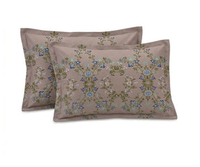 beige botanical linen pillowcovers breathable linen bedding, pillowcases farmhouse style