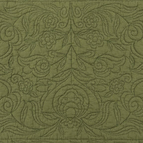Green quilted placemat color swatch in premium quilt cotton with elegant floral quilting for rectangle table mats.