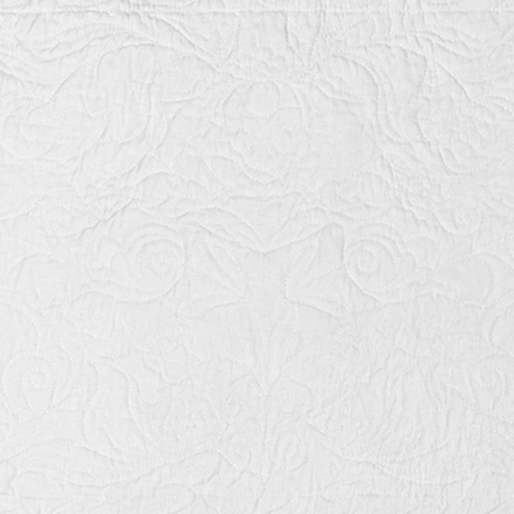 White quilted placemat color swatch in premium quilt cotton featuring a classic floral quilted design for dining tables.