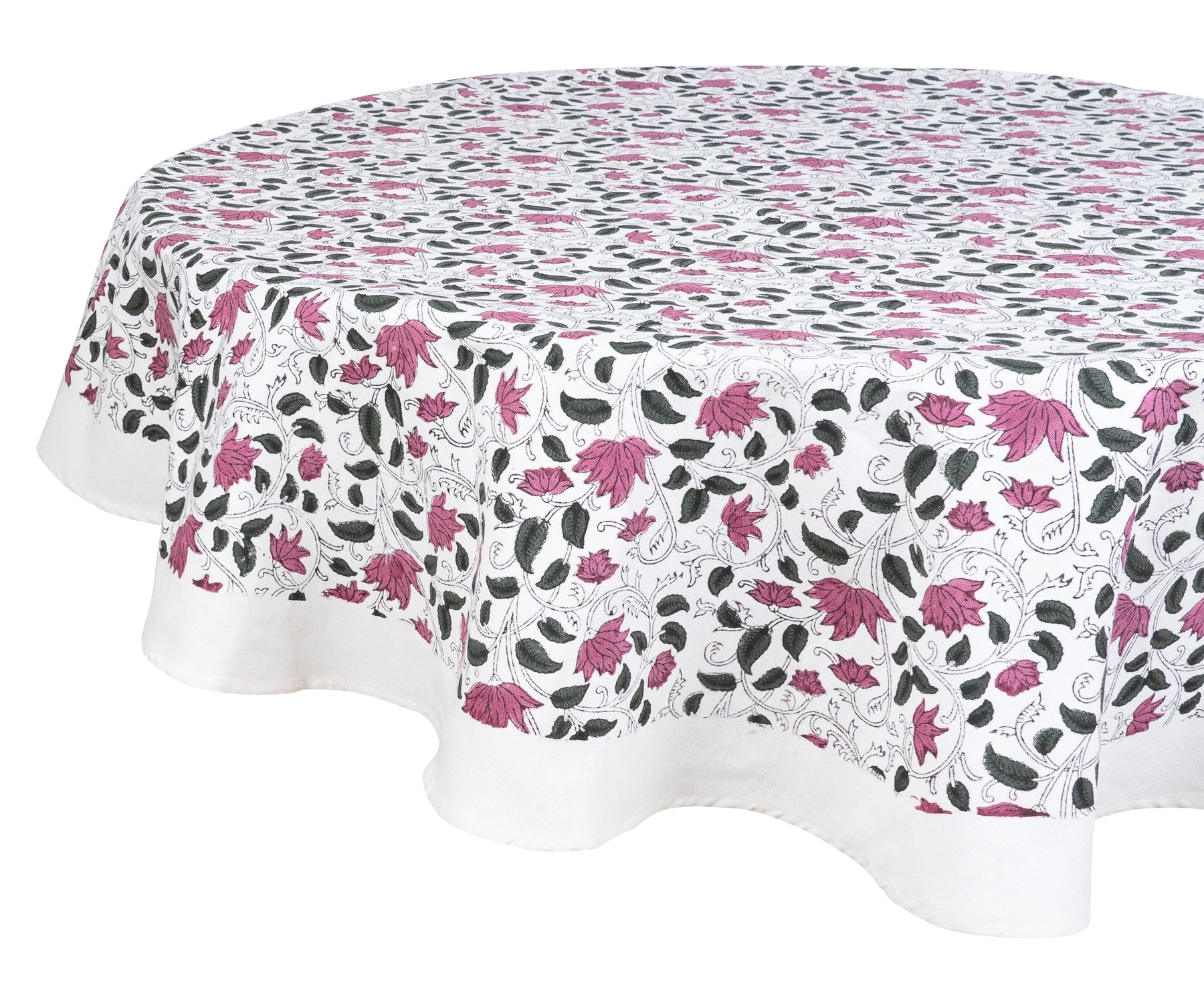 Boho floral tablecloth in soft pink for vintage home décor