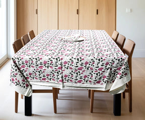 Soft Pink Floral Tablecloth from the Printed Collection – 100% Cotton Botanical Design