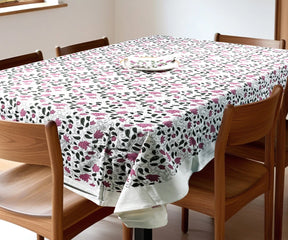 Elizabeth Pink Botanical Cotton Tablecloth – Floral Print Rectangle for Elegant Dining
