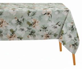 spring botanical sage green linen tablecloth rectangle elegant printed linen dining tablecloth for seasonal spring decor