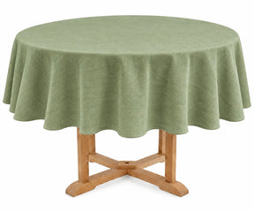 Forest green cotton linen round tablecloth for farmhouse dining and holiday table decor
