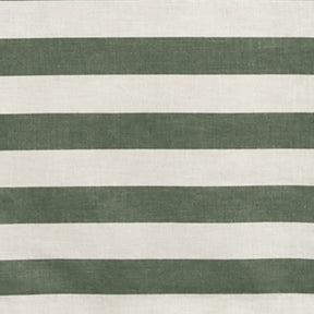 A close-up of a striped fabric pattern with alternating horizontal bands of forest green and off-white.