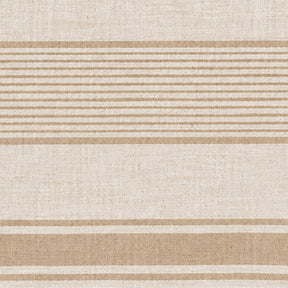 Linen fabric swatch displaying a classic woven stripe pattern for French-inspired dining textiles.