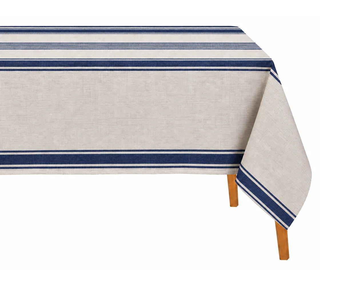 European-inspired striped table linen designed for farmhouse decor, family dinners, holiday meals, and casual entertaining.