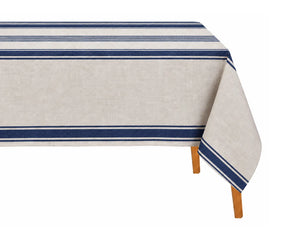 European-inspired striped table linen designed for farmhouse decor, family dinners, holiday meals, and casual entertaining.