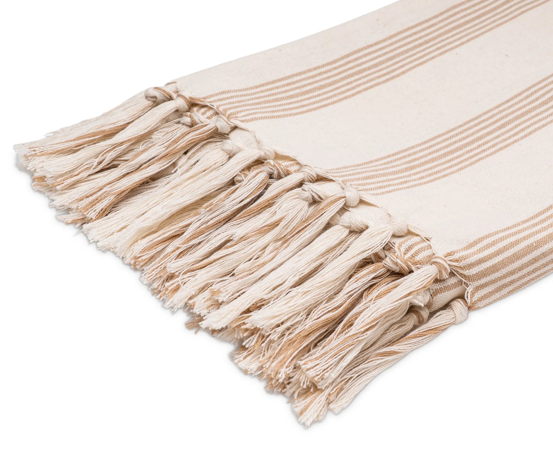 Breathable cotton stripe throw styled on a sofa, offering a soft texture and modern decorative accent