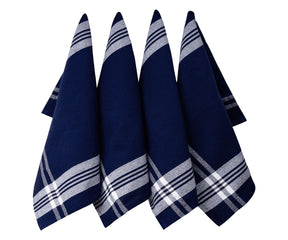 Set of four blue and white striped kitchen towels for a farmhouse look