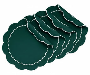 Green cotton round scallop placemat for dining table