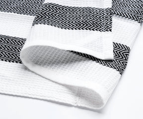 Stripes towel in assorted colors for versatile kitchen styling.