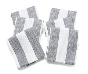 Striped towels in luxurious materials and colors.