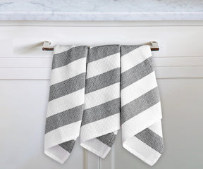 Striped hand towels blend style with functionality for everyday use.